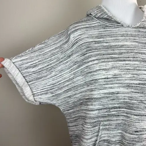 Dolan Left Coast Hoodie Sweatshirt Top M Gray Short Sleeve Dolman Frayed Trim Gray Size M