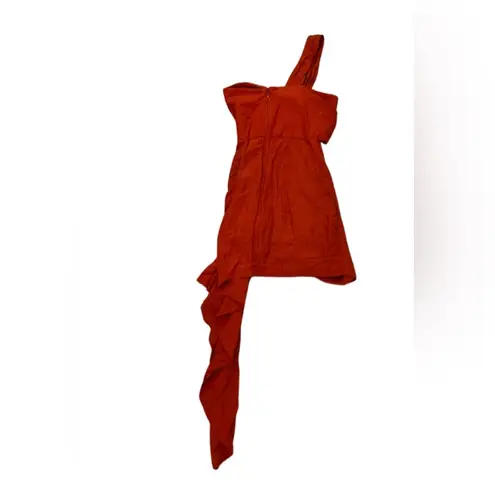 Just BEE Queen Solange Dress Chilli Red One Shoulder Overlay Size XS