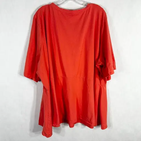 Jessica London Plus Size 34W 36W Top Peach Short Sleeve Peplum Trapeze 1583