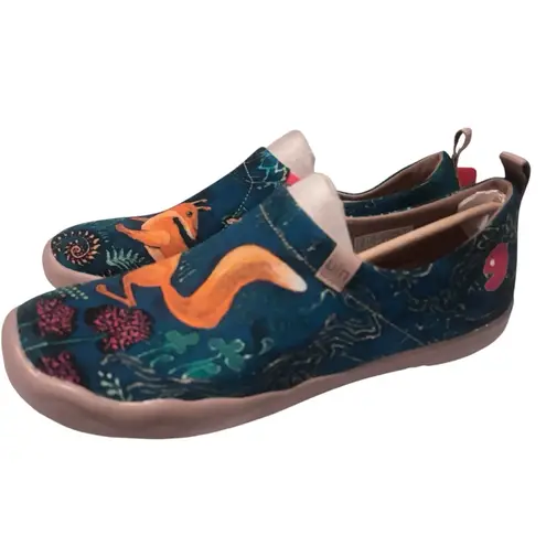 UIN Forest Tale Toledo Canvas Colorful Art Travel Slip On Shoe Size 10 Blue