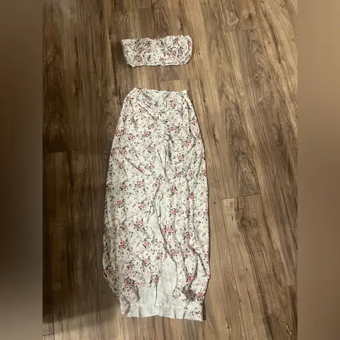 Sexy Off Shoulder Floral Printed Side Slit Two