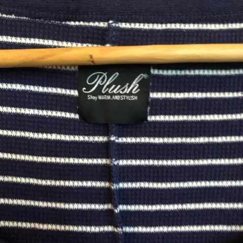 NWT PLUSH Thermal Pj Romper In Navy/cream Small Blue