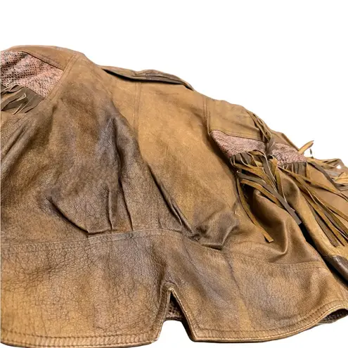๐ค Vintage Winlit Brown Genuine Leather Western Fringe Jacket | Size M ๐ค Size M