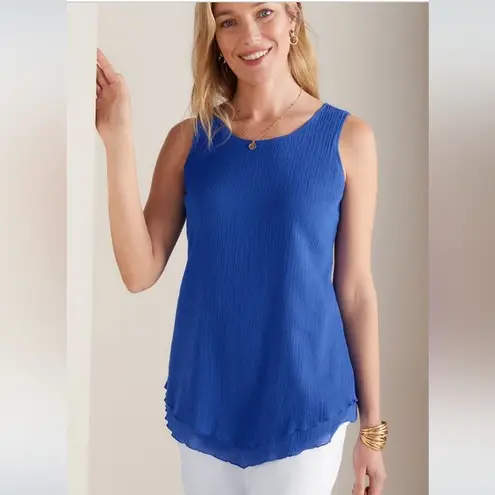 Soft Surroundings Siesta Key Scoop Neck Sleeveless Tank Top Sapphire Size XL NEW