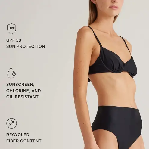 Quince NWT Women's Italian Demi Bikini Top Black Size Medium