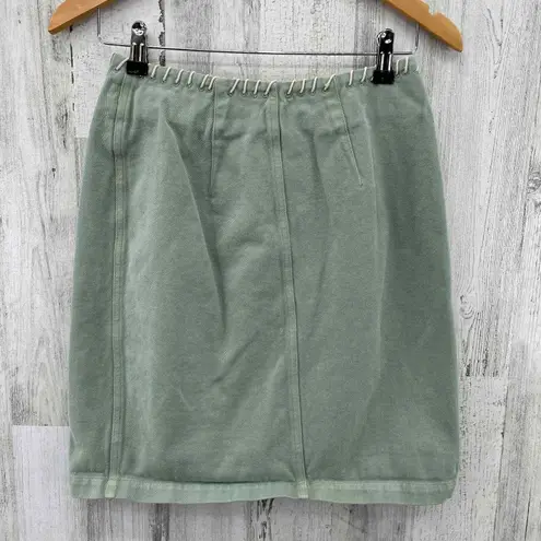 Vintage Cambridge Dry Goods Company Wrap Skirt Sz 0 Green Cotton Contrast Stitch