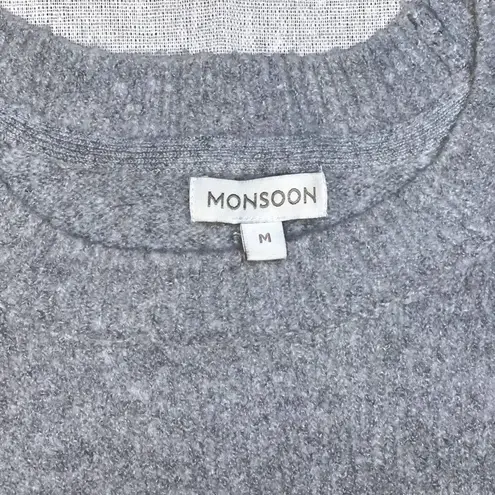 Monsoon | Flora Embroidered Sleeve Wool Blend Sweater | Medium