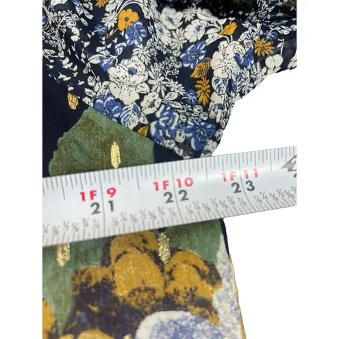 Fig & Flower 1X Floral Patchwork Top Peasant Boho Sheer Lined 3/4 Sleeve