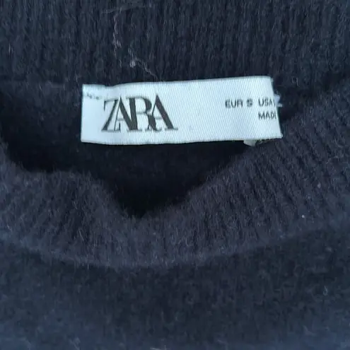 ZARA Striped Black and White Sweater with Red Accent thumbnail 2