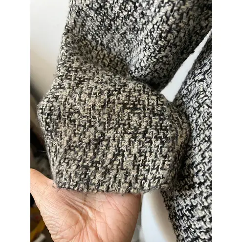 Van Heusen Vintage Studio Gray Black Tweed Fringe neckline Blazer Jacket Size L