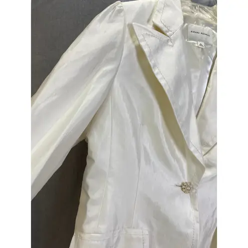 Banana Republic Vintage White Label Satin Blazer Ivory Longline Jacket XL