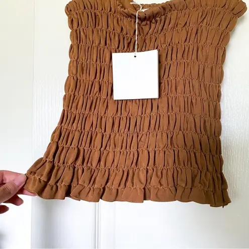 By Malene Birger Elnaz Shirred Tank Top Tobacco Brown XS NWT