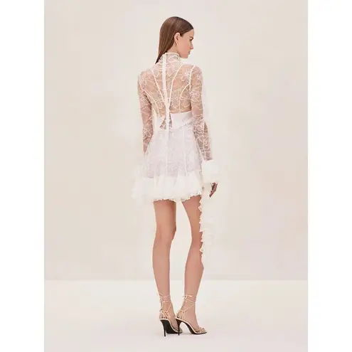 Alexis Aliya Dress in White Medium New Womens Lace Tiered Long Sleeve Mini