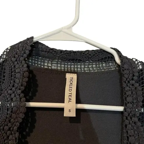 Tickled Teal Women's Cardigan 3/4 Sleeve Open Front Lace Wrap Long Duster Cardigan