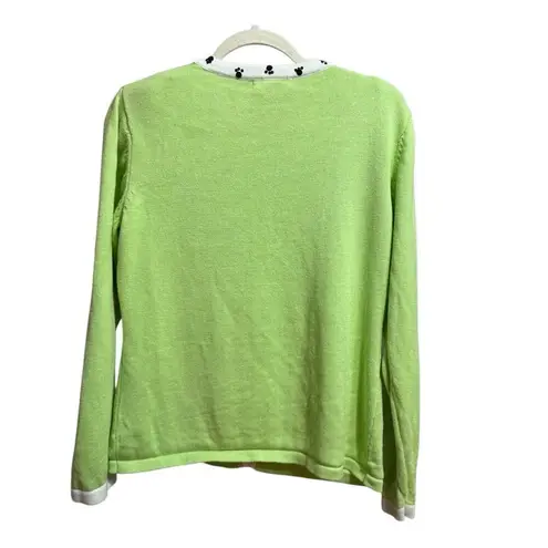 Bobbie Bell Bright Green Dog Novelty Cardigan Sz M St Bernard & Spaniel in Dogho Size M