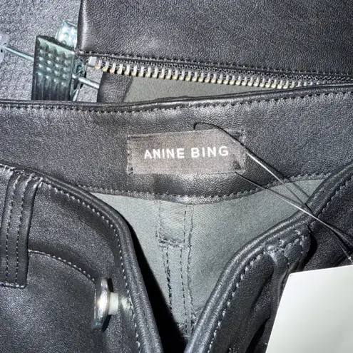 ANINE BING sz 36 or 6 black zipper 100% leather pants NWT