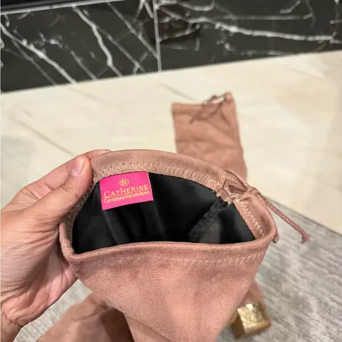 Catherine Malandrino Blush Pink Gold Glitter Heel Thigh High Boots Holidays