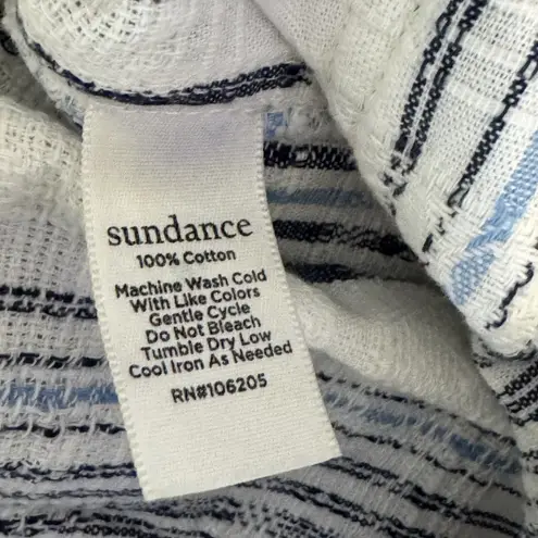 Sundance Pants Womens Small White Blue Striped Cotton Drawstring Pockets Boho