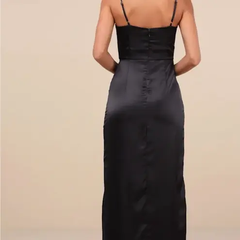 Lulu's Black Strapless Ruched Maxi Dress