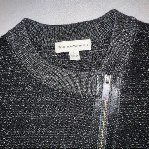 White + Warren Asymmetric Zip Up Blazer Jacket Size Small MOTO Motorcycle Biker Black