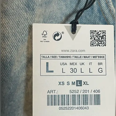 ZARA Unique  Light Wash Denim Crop Top Frayed Hem Size L NWT Festival Layering 👖