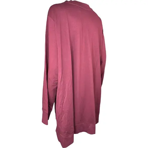 Denim & Co . Active French Terry Tunic Jacket with Ribbed Trim Dark Cherry 3Xd