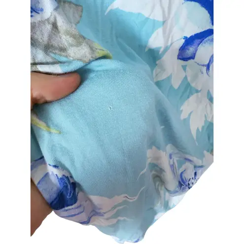 Yumi Kim Blue Floral Wrap Midi Maternity Dress Large Femme Romantic Cottagecore