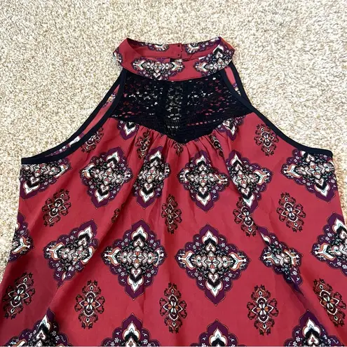 Xhilaration Red High Neck Geometric Print Dress Size Medium