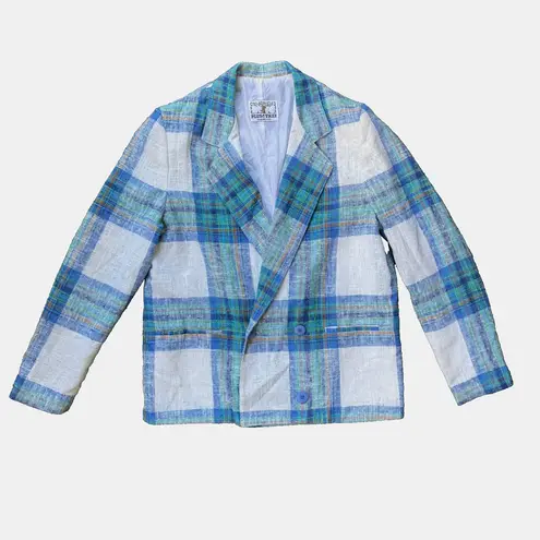 Vintage Plum Tree Escott Canada Blazer Blue Green Plaid Size 9/10 20x24