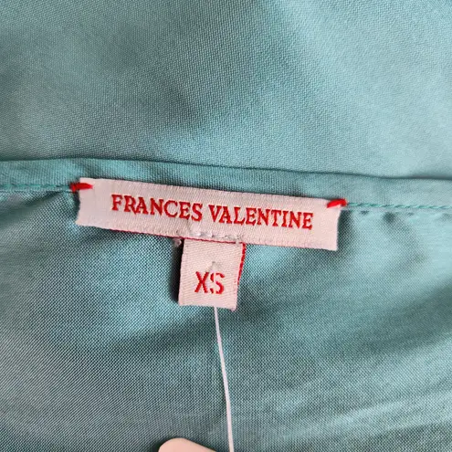 Frances Valentine Shiny Teal Empire Waist Slip Dress Adjustable Straps Y2K XS Blue