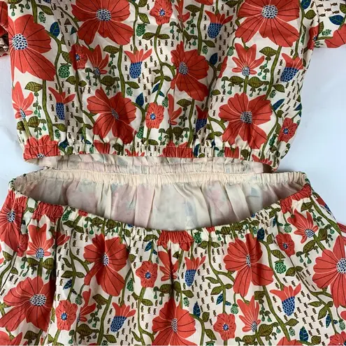 &merci &merci women's large Floral Dress open back Red white cream bridal garden sun