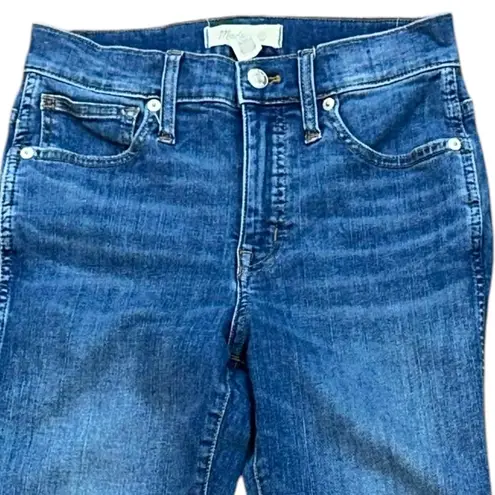 Madewell  Stovepipe Denim Jeans Size 24P Raw Hem‎ High Waisted Medium Wash