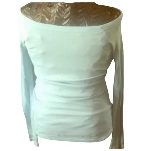 American Eagle Top Womens Mint Green Boatneck Cold Shoulder Slim Stretch Size M Size M