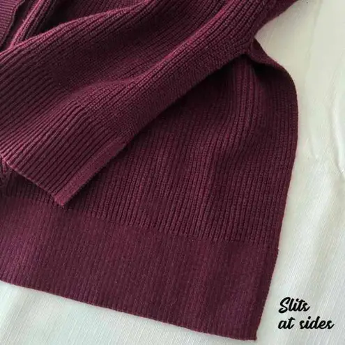 J. Jill Tan Long Line Plum Purple Button Front Cardigan Size XS