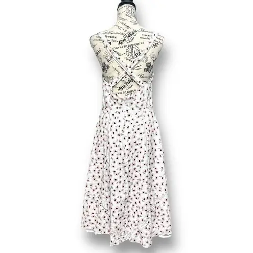 Hutch Anthropologie 8 White Floral Mini Dress Crossback Milkmaid Cottagecore