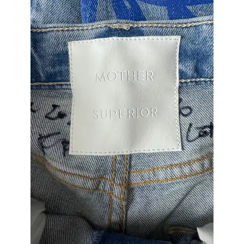 MOTHER Superior Wide Leg Jeans Blue Leaf Butterfly Print Light Wash size 26