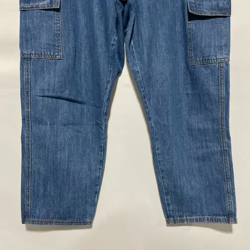 Universal Thread Cargo Boyfriend Jeans Mid Rise 100% Cotton Medium Wash Size 14 Blue
