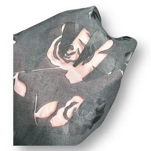 Lulus Flirtatious Crush Black Burnout Floral Pleated Bow Midi Dress Whimsygoth S