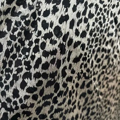 Vintage 90s Romantic Moods Leopard Print Silver & Black Metallic Slip Dress S