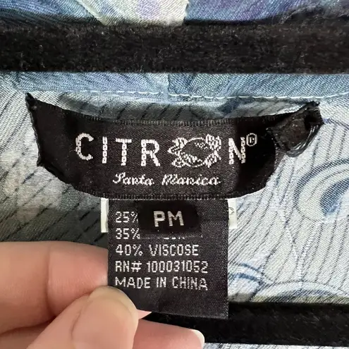 Citron Santa Monica Silk Blend Jacket Open Front Lightweight Geen Blue Petite M Size undefined