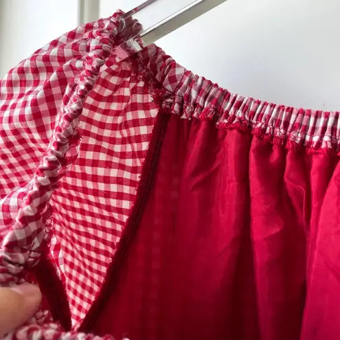 Handmade Pinup Style Dress Red Gingham and Cherry Print