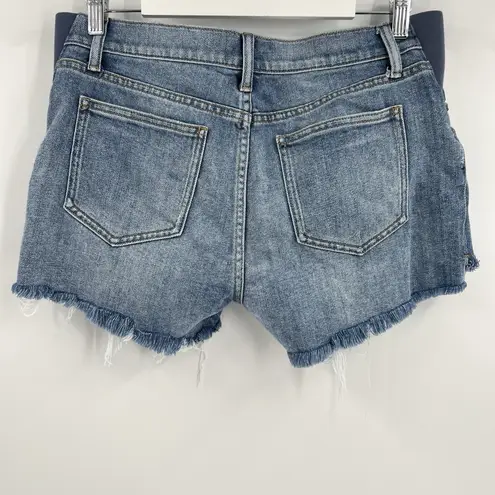 HATCH Maternity The Cut Off Jean Shorts Women's Size 27 Denim Distressed Stretch Blue
