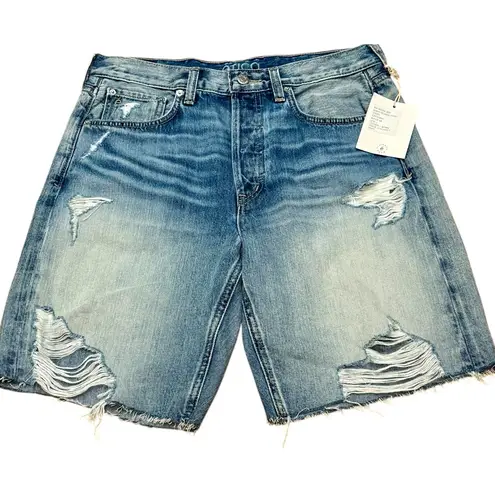 NWT Revolve Etica Narin Long Distressed Relaxed Denim Jean Shorts 90’s Size 27 Blue