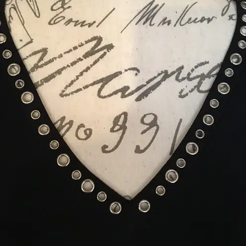 Black Knit V Neck Top with Silver Grommet Accents Size M