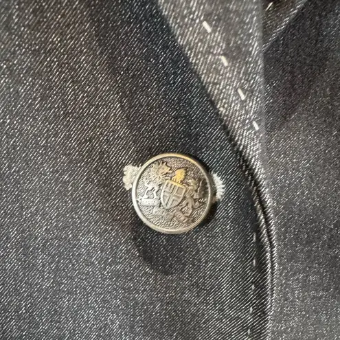 Kasper vintage denim look open stitch 2 piece blazer trouser pantsuit size 8