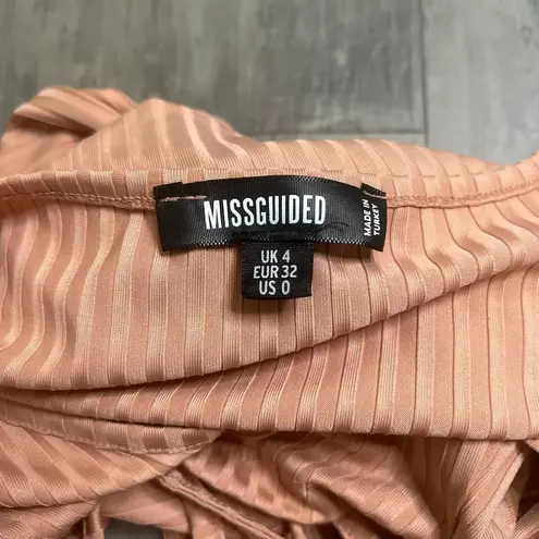 Missguided Tie Front Cropped Long Sleeve Top Pink Size 0
