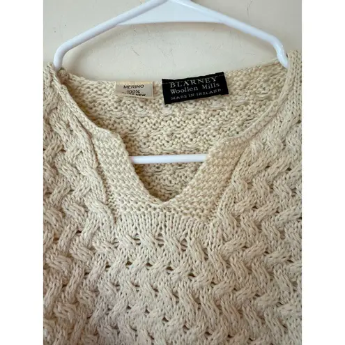 Blarney Woolen Mills Cable Knit Pullover Sweater Merino Wool Cream Women's XL