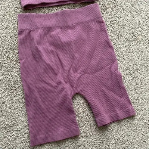 Kimberly  C Ribbed Tank Bike Short Set Mauve Size Small