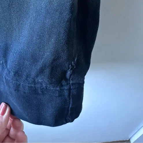 HundHund black cropped pants size 16 front pleat cotton summer minimalist casual