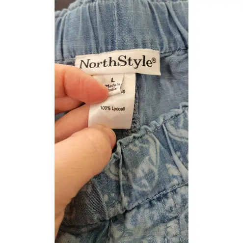 NorthStyle Damask Print Jogger Chambray Pants Size L New Blue Size L